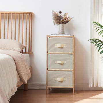Ladekast Maldon met stoffen lades 79x37x35 cm naturel en bei, Verzenden, Nieuw