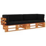 vidaXL Tweezitsbank pallet met kussens honingbruin, Tuin en Terras, Tuinsets en Loungesets, Verzenden, Nieuw