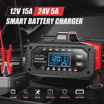 Slimme Acculader 12V 15A / 24V 5A voor Auto, Motor, Gel, AGM, Verzenden, Nieuw
