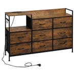 Ladekast met 8 Lades en Laadstation – Vintage Hout Design, Huis en Inrichting, Kasten | Ladekasten, 100 tot 150 cm, Verzenden
