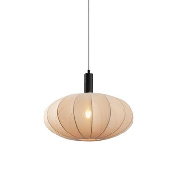 Japandi hanglamp zwart met bruine stoffen kap - Bida, Verzenden, Nieuw, Japandi