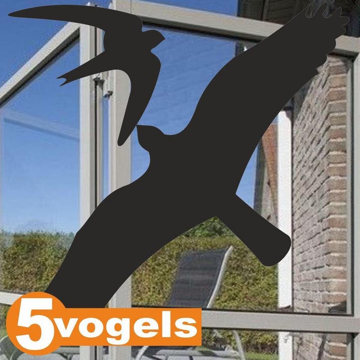 Vogels raamstickers set 5 stuks Zwart (395), Tuin en Terras, Overige Tuin en Terras, Nieuw, Verzenden