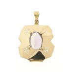 Gouden hanger met heldere zirconia (Hanger of bedel), Sieraden, Tassen en Uiterlijk, Bedels, Ophalen of Verzenden, Gebruikt, Goud