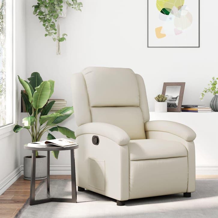vidaXL Relaxfauteuil crèmekleurig kunstleer, Huis en Inrichting, Fauteuils, Nieuw, Verzenden