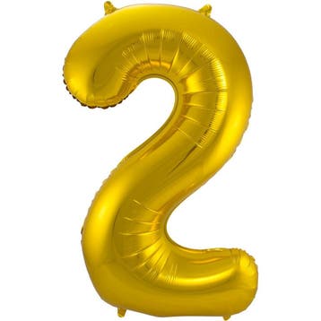 Folie Ballon cijfer 2 Goud 86 cm, Hobby en Vrije tijd, Feestartikelen, Verzenden, Nieuw, Versiering, Verjaardag