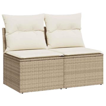 vidaXL 2-delige Loungeset met kussens poly rattan acacia, Verzenden, Nieuw, Loungeset