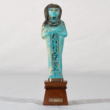 Oude Egypte, Nieuwe rijk faïence shabti, 15,5 cm