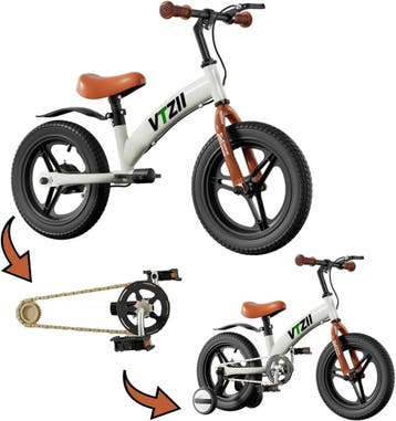 VTZII 2-in-1 kinderfiets Creme | Laatste Stuk!, Zijwieltjes, Ophalen of Verzenden, Viking Choice, Minder dan 16 inch