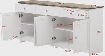 Ruime Buffetkast met 4 Deuren en 3 Lades - Cottage Stijl - 1, Verzenden, Nieuw