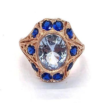Zonder minimumprijs - Ring - 9 kt. Roségoud, Zilver Spinel -, Sieraden, Tassen en Uiterlijk, Ringen, Nieuw