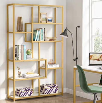 Gouden Boekenkast –8 Open Planken, Moderne Etagère en Marmer, Verzenden, Nieuw