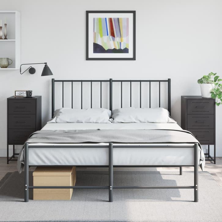 vidaXL Nachtkastjes 2 st 36x39x78 cm staal zwart, Huis en Inrichting, Slaapkamer | Nachtkastjes, Nieuw, Metaal of Aluminium, Verzenden