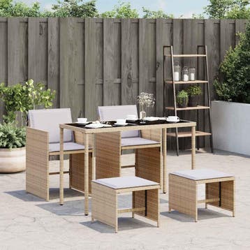vidaXL 5-delige Tuinset met kussens poly rattan gemengd, Tuin en Terras, Verzenden, Nieuw, Tuinset