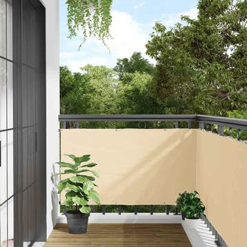 vidaXL Balkonscherm 600x90 cm PVC crèmekleurig, Tuin en Terras, Verzenden, Nieuw, Kunststof, Minder dan 1 meter