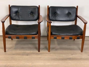 Ire Mobler - Eric Merthen - Fauteuil (2) - skai en teak
