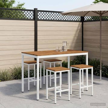 vidaXL Tuinbar Tafel Natuurlijk en Wit 147 x 88,5 x 105 cm, Verzenden, Nieuw