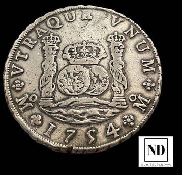 Spanje. Fernando VI. 8 Reales 1754 - México MF - usada como