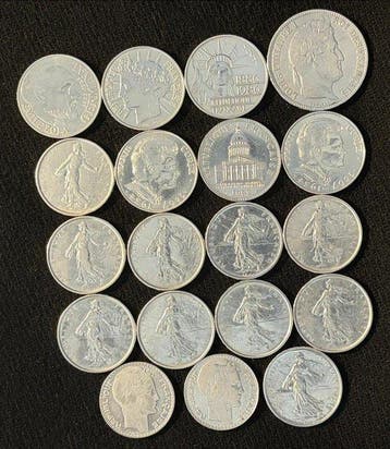 Frankrijk. Lot de 19 monnaies en argent, 1831/1988