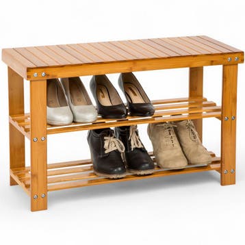 Bamboe schoenenbank met 2 niveaus en bank 70x28x45,5cm, Verzenden, Nieuw
