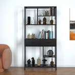 Hoge Industriële Boekenkast met Planken en Laden – Walnoot, Huis en Inrichting, Verzenden, Nieuw, Eikenhout, Met lade(s)