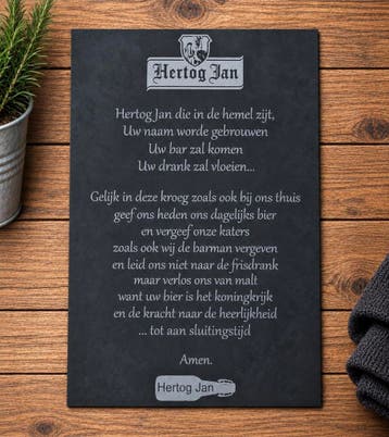 Grappig Hertog Jan bierbord – mancave / thuisbar – aluminium, Nieuw, Wandbord of Wandpaneel, Composieten, Ophalen of Verzenden