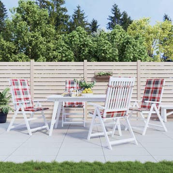 vidaXL Tuinstoelkussens 4 st 120x50x3 cm stof ruitpatroon, Verzenden, Nieuw, Meerkleurig