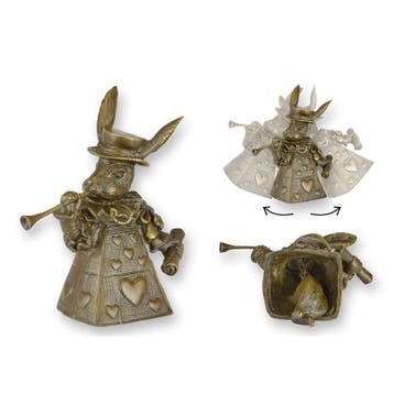 A BRONZE TABLE BELL OF A RABBIT AS QUEEN OF HEARTS, Verzenden, Nieuw