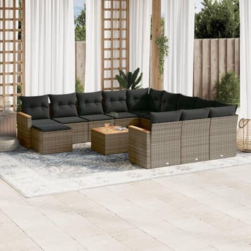 vidaXL Patio Sofa Set 11-zits Grey, Verzenden, Nieuw
