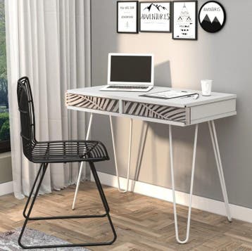 [en.casa] Tinn bureau 94 x 50 x 73 cm wit, Huis en Inrichting, Ophalen of Verzenden, Nieuw