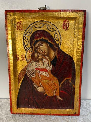 Icoon - Moeder Gods van Vladimir - Handgeschilderd - 24,5 x