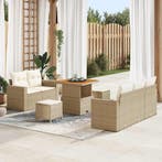 vidaXL Tuin Sofa Set met kussen 8 pcs Beige en Crème poly, Verzenden, Nieuw, Rotan, 8 zitplaatsen