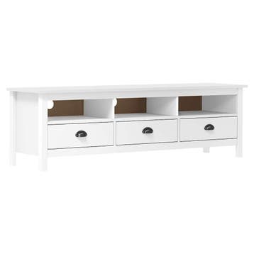 vidaXL Tv-meubel Hill 158x40x47 cm massief grenenhout wit, Minder dan 50 cm, Verzenden, Nieuw, Minder dan 100 cm