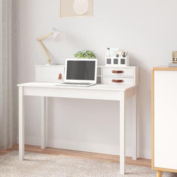 vidaXL Bureau 110x50x93 cm massief grenenhout wit, Verzenden, Nieuw
