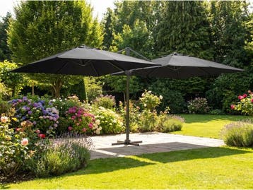 Veiling - Dubbele hangende parasol zwart 2 * 300x400cm, Tuin en Terras, Parasols, Nieuw