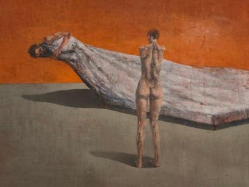 Luciano Vadalá (1967) - Donna che guarda figura sdraiata in, Antiek en Kunst