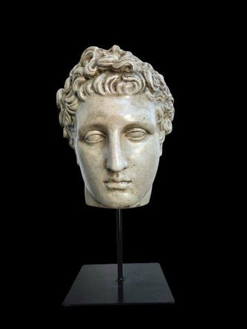 sculptuur, Testa di Eros - 33 cm - marmerpoeder, Antiek en Kunst
