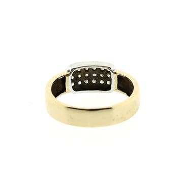 Bicolor gouden fantasiering met zirconia, Gebruikt, Ophalen of Verzenden, 17 tot 18, Met edelsteen