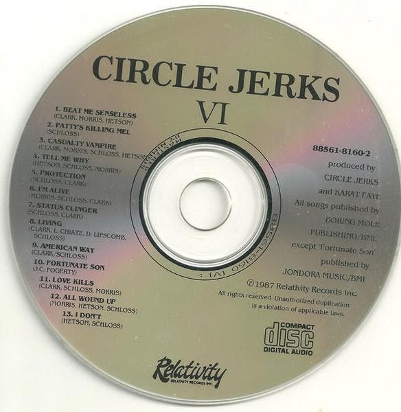 Circle Jerks – VI (CD, 1987), Cd's en Dvd's, Cd's | Rock, Gebruikt, Ophalen of Verzenden