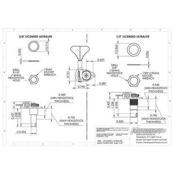 Hipshot HS0655KB HB6 1/2 licensed Ultralite bass tuning, Ophalen of Verzenden, Nieuw