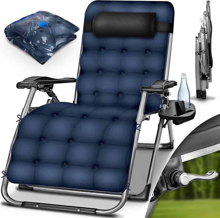 Tuinstoel - Ligstoel - Verstelbaar - Opvouwbaar - Blauw - Ti, Tuin en Terras, Ligbedden, Zo goed als nieuw, Verzenden