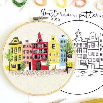 Amsterdamse Grachten Borduurset met Borduurring Vrij Bordure, Verzenden, Nieuw