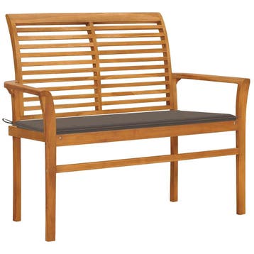 vidaXL Tuinbank met taupe kussen 112 cm massief teakhout, Verzenden, Nieuw, Teakhout