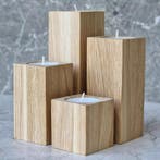 HOCHO Eikenhouten Waxinelichthouder – 50x50x60 mm – Natu, Ophalen of Verzenden, Nieuw