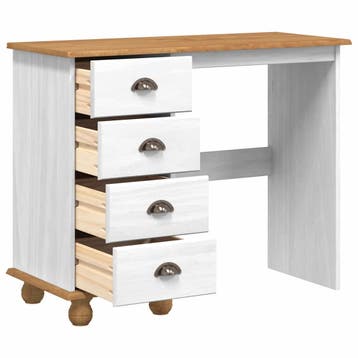 vidaXL Schrijfbureau ASKIM Wit 95 x 40 x 75 cm Massief, Huis en Inrichting, Verzenden, Nieuw