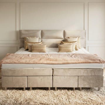 van Schaik Familie Boxspring Kingsize XXL Beige - 240 x 200, Nieuw