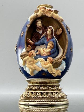House of Faberge 24 Karat Gold Plated Imperial Nativity Egg
