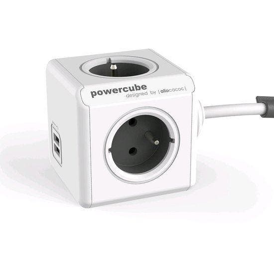 Allocacoc PowerCube Extended USB Grijs 3 Meter (FR), Computers en Software, Pc- en Netwerkkabels, Nieuw, Ophalen of Verzenden