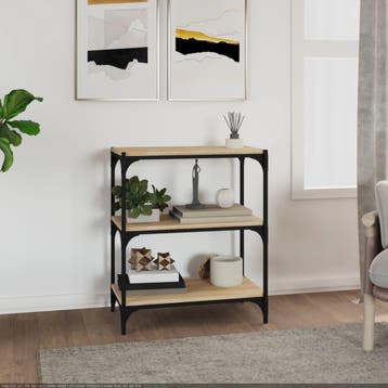 vidaXL Boekenkast 60x33x70,5cm bewerkt hout en staal sonoma, Huis en Inrichting, Minder dan 50 cm, Verzenden, Nieuw, Minder dan 100 cm