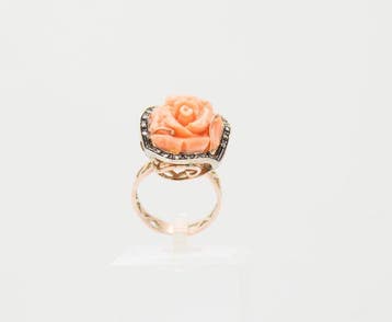 Zonder minimumprijs - Ring - 9 kt. Roségoud, Zilver Koraal -, Sieraden, Tassen en Uiterlijk, Nieuw