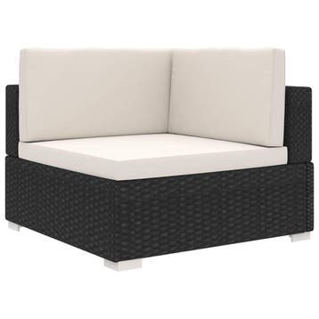 vidaXL Hoekbank 1 st met kussens poly rattan zwart, Verzenden, Nieuw